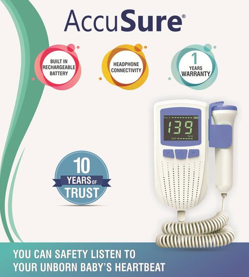 AccuSure Fetal Doppler for Doctors and Mothers Fetal Heart Rate